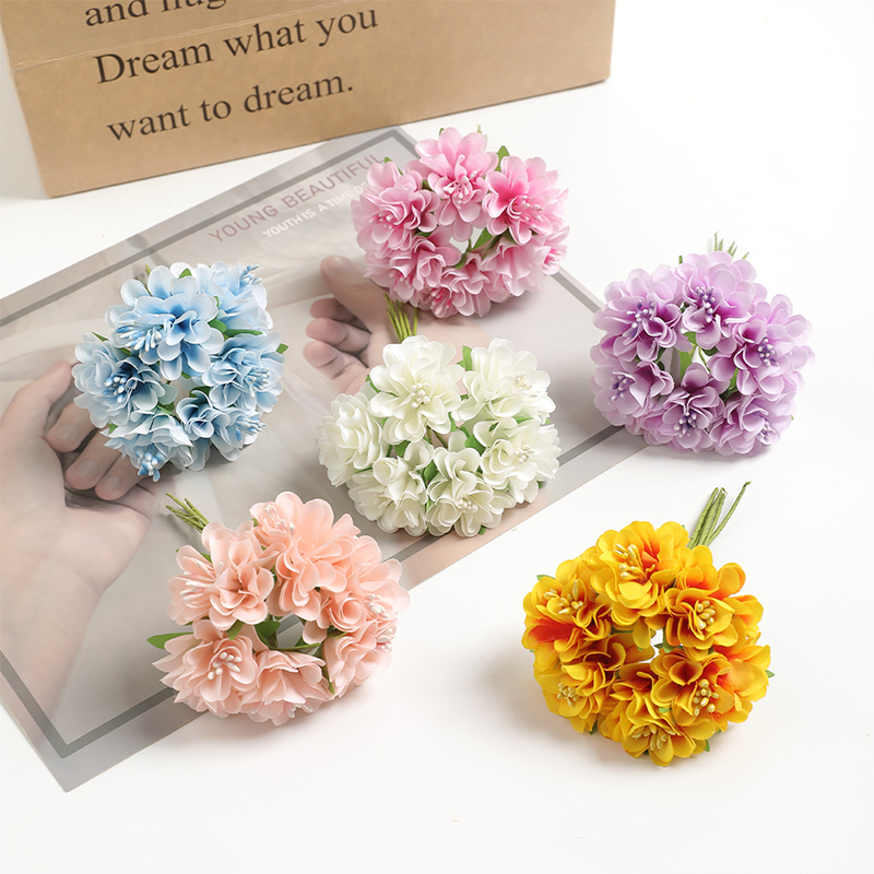 Baby Breath Dried - Buquê de flores artificiais de seda,