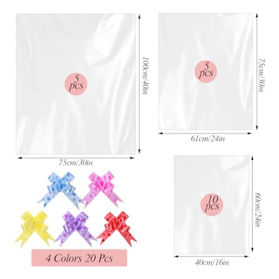 20 Sacos Grandes de Celofane e - Cellophane Wrap Clear avaliação e preço