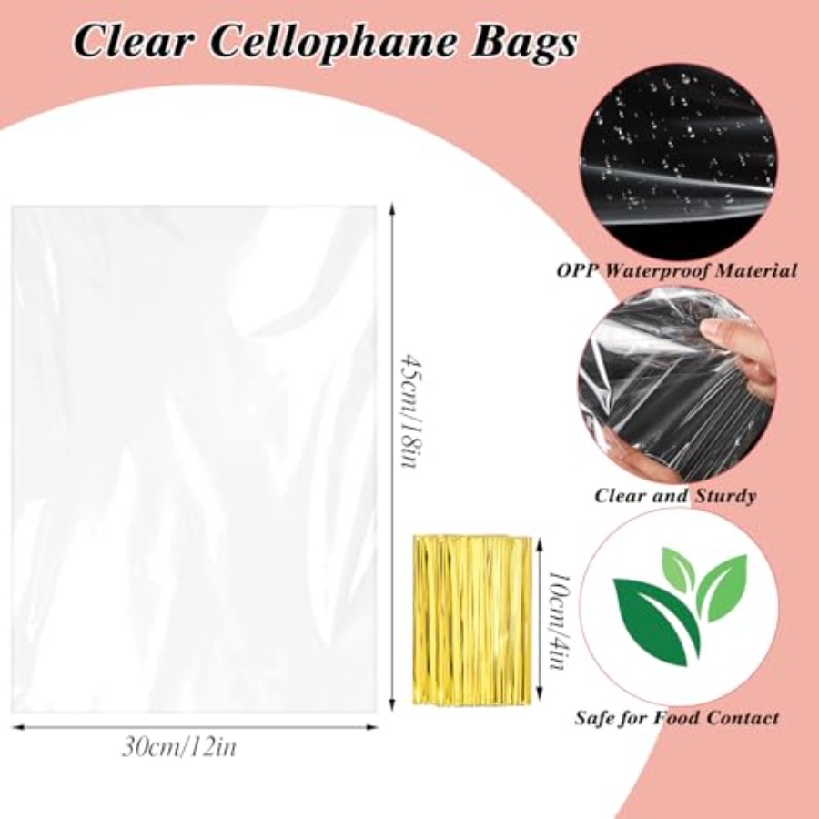 60 Sacos de Celofane para Pres - Cellophane Wrap Clear avaliação e preço
